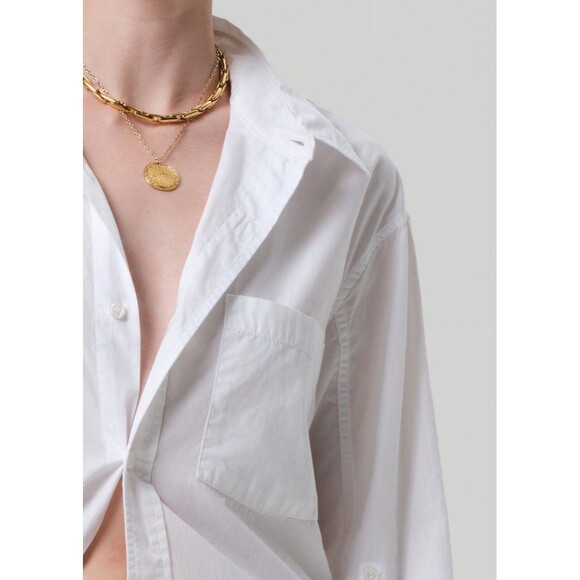 Citizens Of Humanity Kayla Shirt Tunic Top Buttondown Long Sleeve White S 283497 - Picture 4 of 11